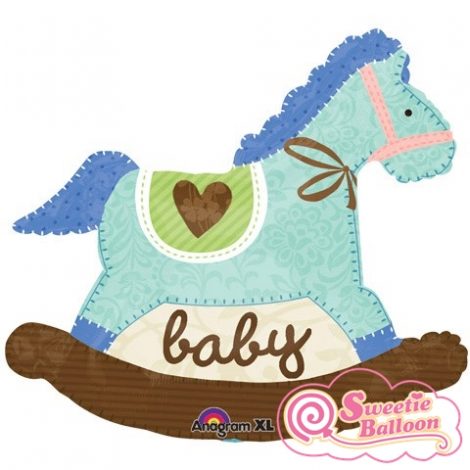 026635245753 Baby Blue Rocking Horse SuperShape 29 x 26