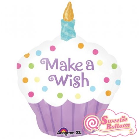 026635267892 Cupcake Make A Wish Junior Shape 15 x 29