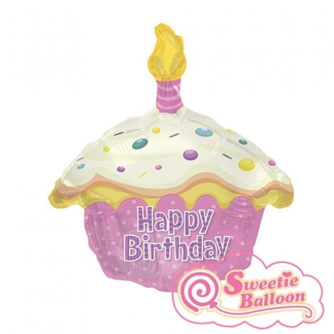 052329410190 Happy Birthday Pink Cupcake Junior Shape 22.5