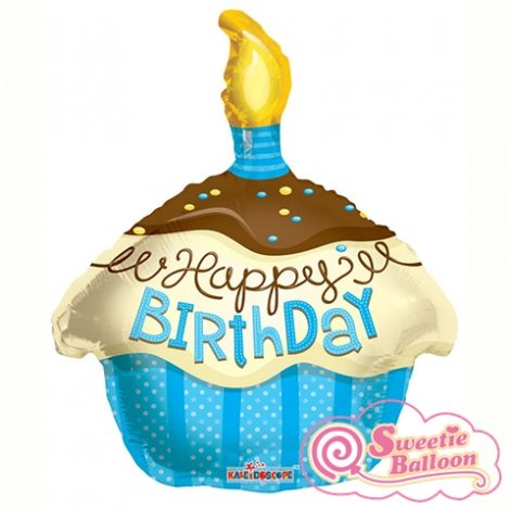 681070196284 Happy Birthday Blue Cupcake Junior Shape 19473-18