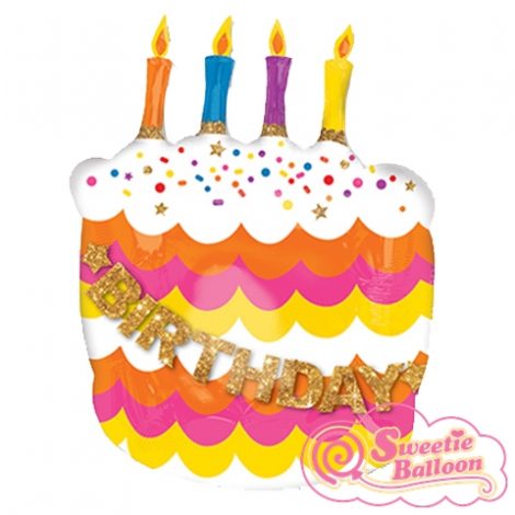 026635308243 Happy Birthday Fancy Cake Balloon 25 x 32 b
