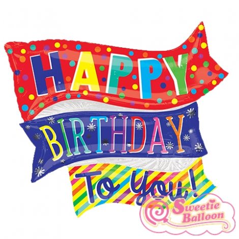 026635356565 Happy Birthday To You Fun Flags SuperShape 32 x 27