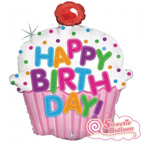 030625855877 Happy Birthday Cupcake Holographic Shape 31